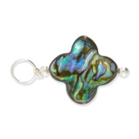 Pendentif trèfle nacre bleu PDNACF007A