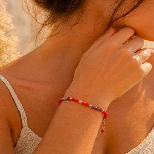Bracelet corail rouge et rubis saphir BRCORF0092V