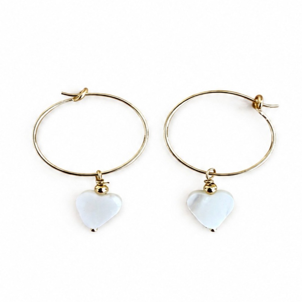 Créoles cœur en nacre et gold filled BONACF0053G