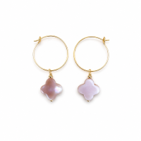 Créoles trèfle en nacre rose et gold filled BONACF0054G