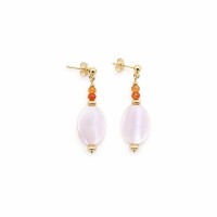 Boucles pastille nacre rose et cornaline en gold filled BONACF0055G