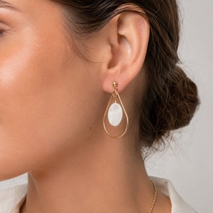 Boucles d'oreilles goutte et nacre blanche BONACF0050G