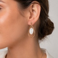 Boucles d'oreilles goutte et nacre blanche BONACF0050G