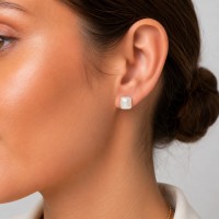 Boucles d'oreilles carrées en nacre blanche BONACF0035A