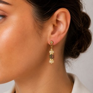 Boucles d'oreilles nacre et Rhyolite BONACENF0014G