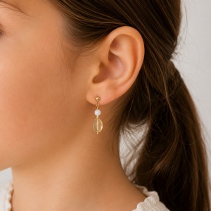 Boucles d'oreilles en nacre et citrine BONACENF0013G
