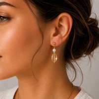 Boucles d'oreilles en nacre et citrine BONACENF0013G