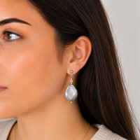 Boucles d'oreilles goutte en nacre et pierre fine BONACF0030G