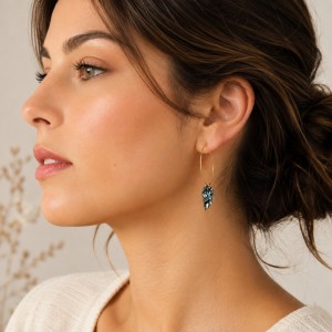 Boucles d'oreilles en nacre bleue BONACF0029V