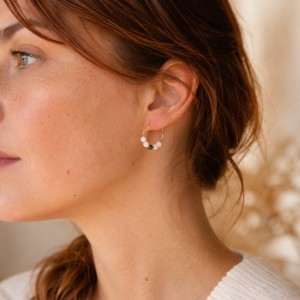 Boucles d'oreilles nacre blanche et Rhyolite BONACF0027G