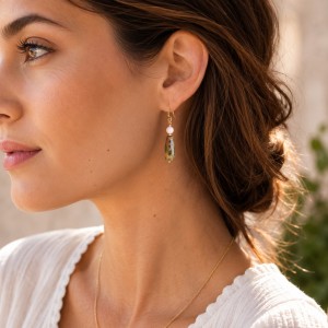 Boucles d'oreilles en nacre et Rhyolite BONACF0021G