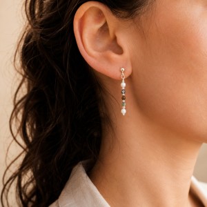 Boucles d'oreilles nacre et pierres BONACF0017A