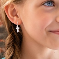 Boucles d'oreilles croix en nacre BONACENF006A