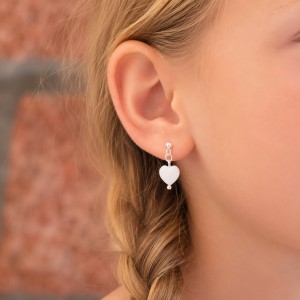 Boucles d'oreilles cœur en nacre BONACENF003A