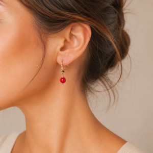 Boucles d'oreilles et perle en corail BOCORENF0010G