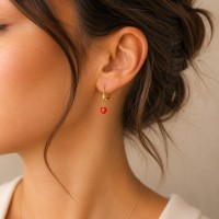 Boucles d'oreilles cœur en corail BOCORENF009G