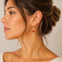 Boucles d'oreilles pendantes en perles de corail BOCORF0037G