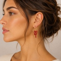 Boucles d'oreilles triangle et branches de corail BOCORF0034G