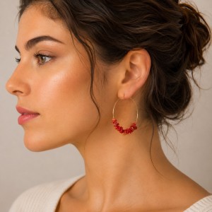 Créoles en corail rouge BOCORF0033G