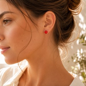 Puces d'oreilles en corail véritable BOCORF006O