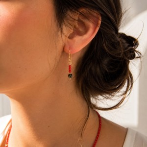 Boucles d'oreilles corail et tourmaline BOCORF0026G