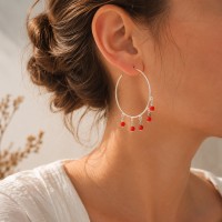 Boucles d'oreilles en corail et pierres BOCORF0023A