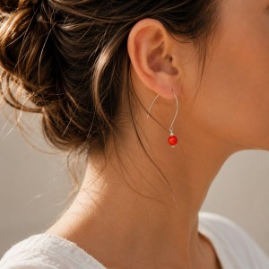 Boucles d'oreilles pendantes corail BOCORF0020A