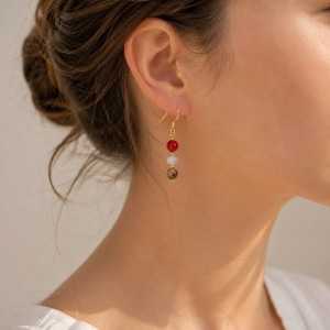 Boucles d'oreilles corail et agate BOCORF0019G
