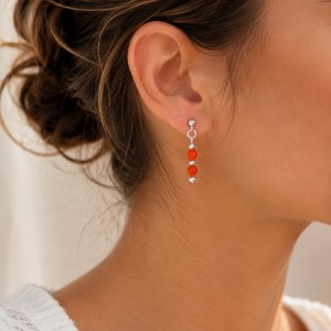 Boucles d'oreilles perles de corail BOCORENF008A