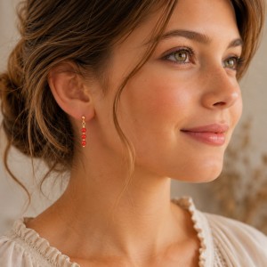 Boucles d'oreilles perles de corail BOCORENF001G