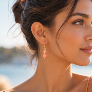 Boucles d'oreilles corail rose BACORFROS0017V
