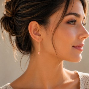 Boucles d'oreilles en corail rose BOCORROSF0016G