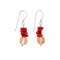 Boucles d'oreilles en corail et cornaline BOCORF008A