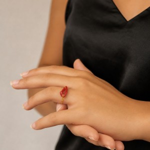 Bague avec nœud en corail BACORF0018G