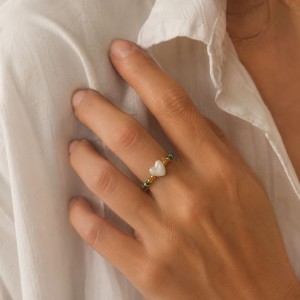 Bague et son cœur en nacre BANACF0020G