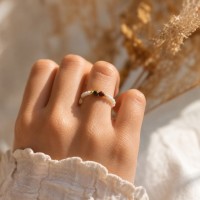 Bague nacre blanche et unakite BANACF0015G