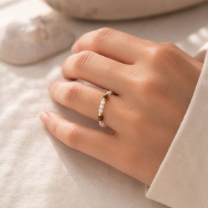 Bague en nacre et pierres BANACF008G