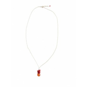 Collier pendentif cupolini de corail rouge et cornaline facettée COCORF0094G