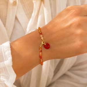 Bracelet cornaline et nœud de corail BRCORF0090G