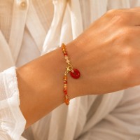 Bracelet cornaline et nœud de corail BRCORF0090G