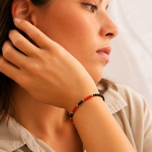 Bracelet onyx et corail BRCORF0088G