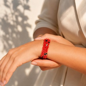 Bracelet ou collier en corail et saphir BRCORF0086G