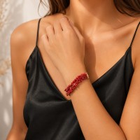 Bracelet deux fils en corail brut BRCORF0074G