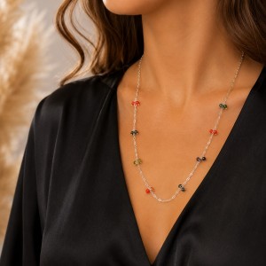 Collier et bracelet en corail et tourmaline COCORF0075A