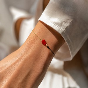 Bracelet galet de corail rouge BRCORF0060V