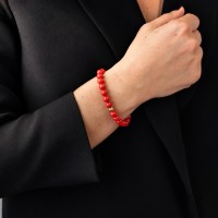 Bracelet en perles de corail rouge et or BRCORF002O