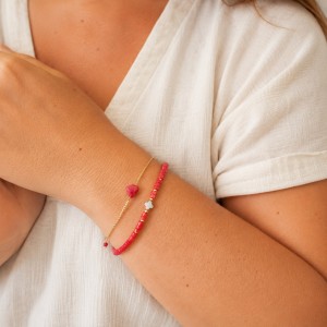 Bracelet en perles Heishi de corail rouge BRCORF0056V