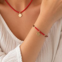 Bracelet perles de corail et œil de tigre BRCORF0051V