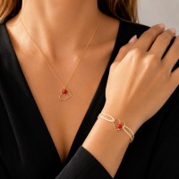 Bracelet cœur et perle de corail BRCORFT0017G