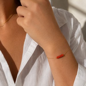 Bracelet chaine et corail BRCORF0029G
